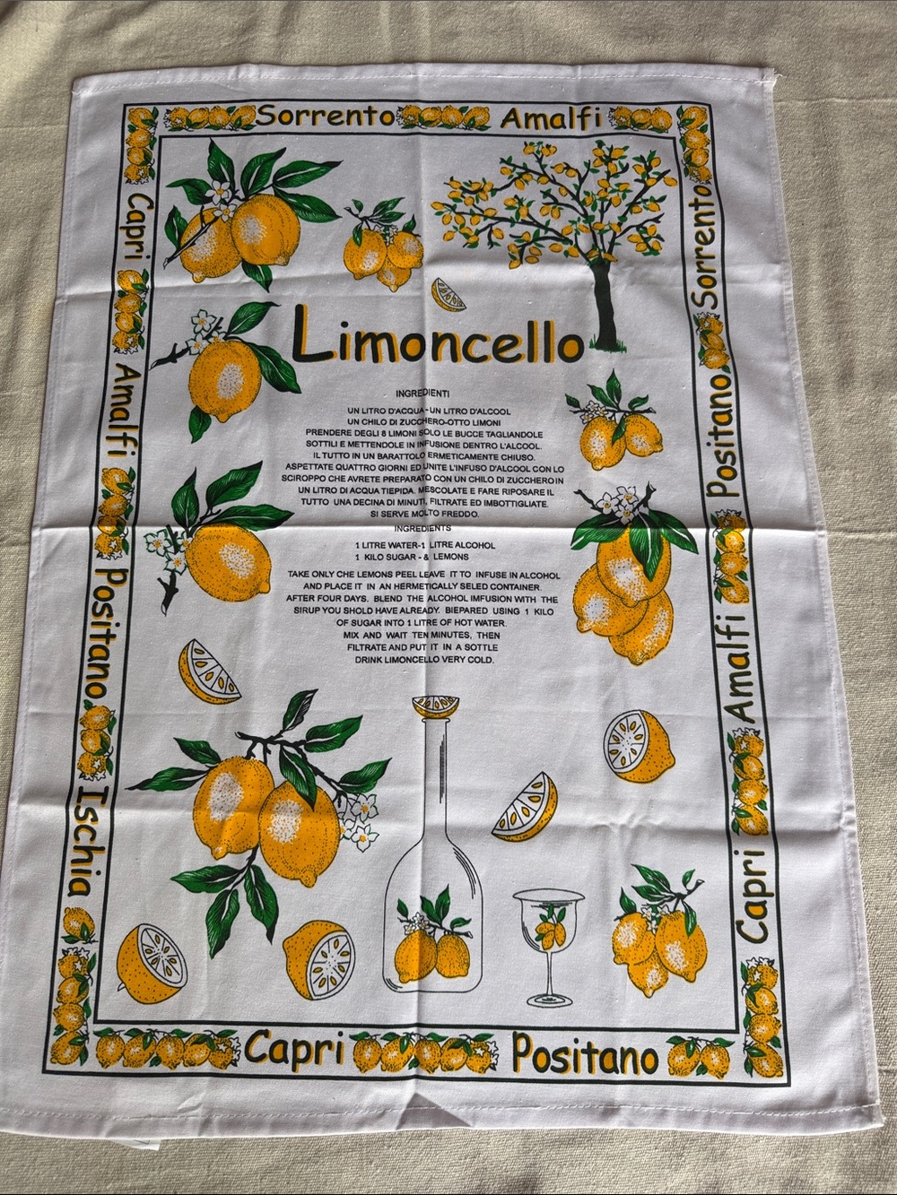 Limoncello Italy Italian Cotton Tea Towel